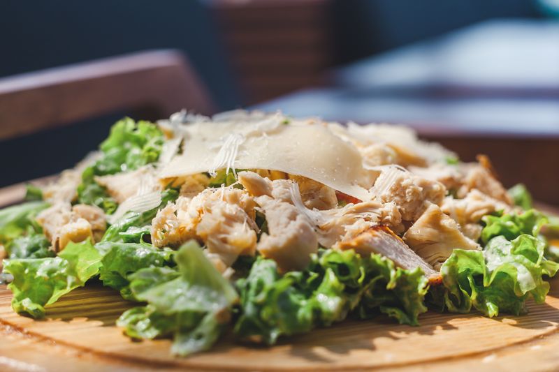 Classic Caesar salad with romaine and parmesan